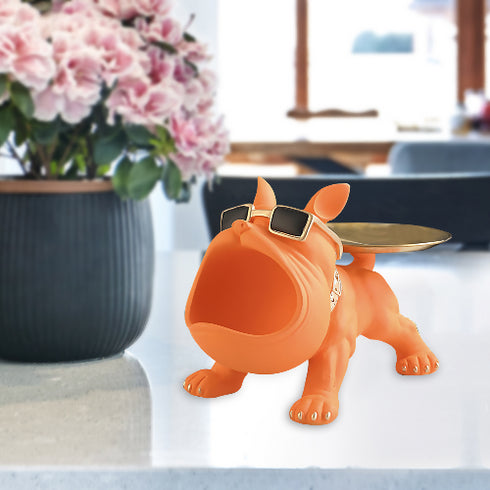 Ornamental Big Mouth French Bulldog Butler Storage Box with Tray.